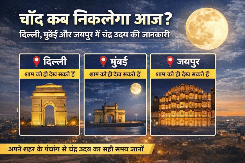 चाँद कब निकलेगा आज चंद्र उदय की जानकारी